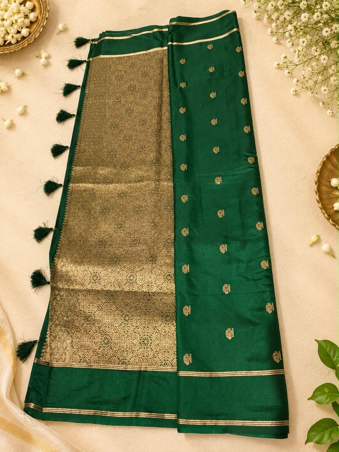 Green and gold traditional saree
